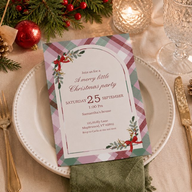 Soft Pastel Plaid Christmas party Invitation (Creator Uploaded)