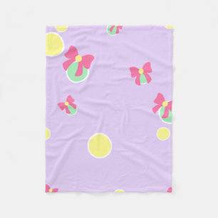 soft pastel polka dots and bows fleece blanket