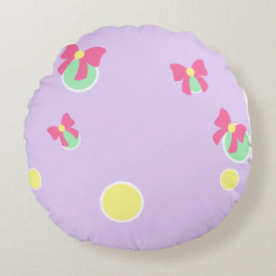 soft pastel polka dots and bows round cushion