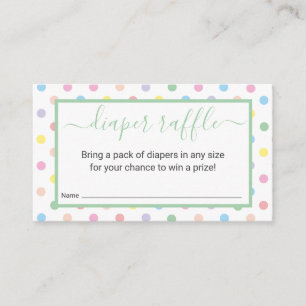 Soft Pastel Polka Dots Baby Shower Diaper Raffle Enclosure Card