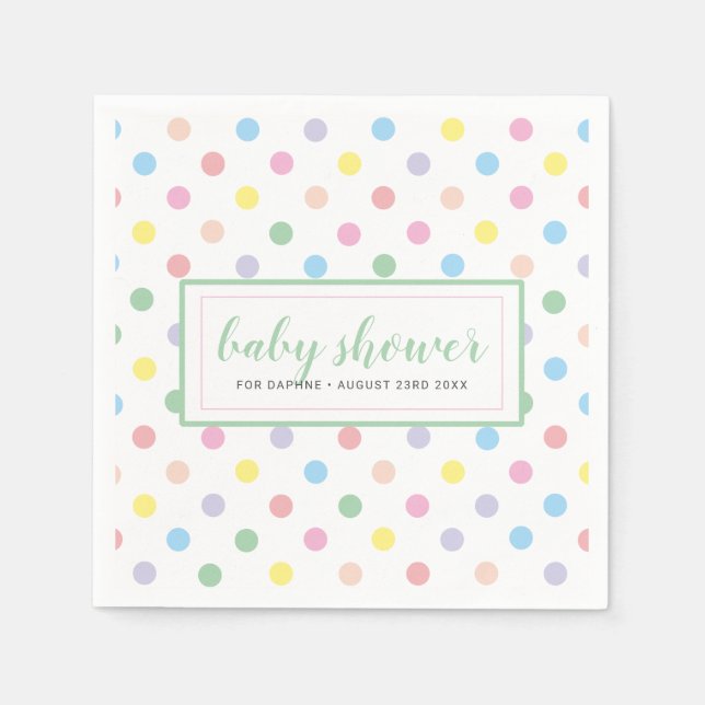 Soft Pastel Polka Dots Baby Shower Paper Napkin (Front)