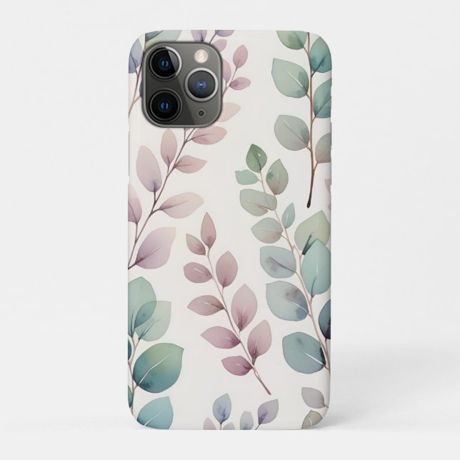 Soft Pastel Pretty Eucalyptus Leaves Pattern  Case-Mate iPhone Case (Back)