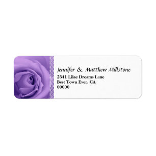 Soft Pastel Purple Rose with Lace Trim Wedding Return Address Label