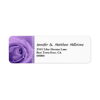 Soft Pastel Purple Rose with Lace Trim Wedding Return Address Label