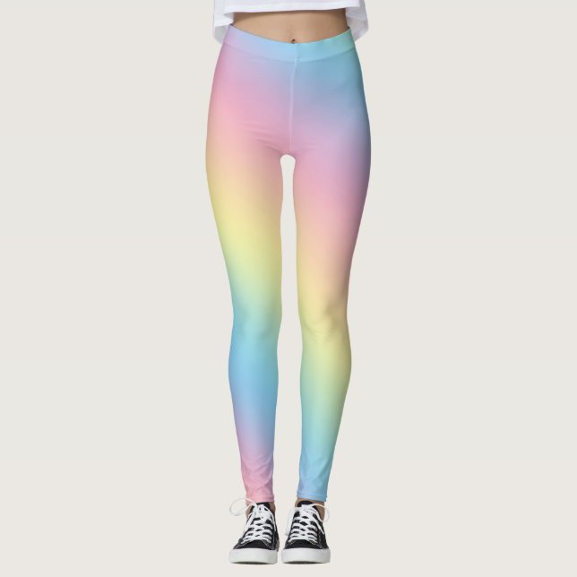 Soft Pastel Rainbow Gradient Leggings (Front)