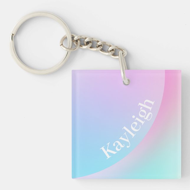Soft Pastel Rainbow Gradient Shape Key Ring (Front)
