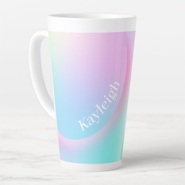 Soft Pastel Rainbow Gradient Shape Latte Mug (Left Angle)