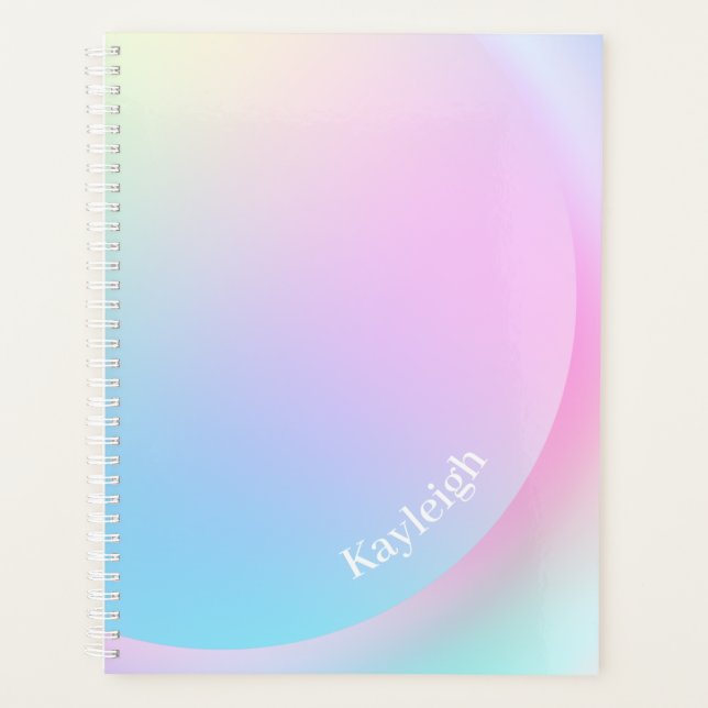 Soft Pastel Rainbow Gradient Shape Planner (Front)