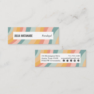 Soft Pastel Rainbow Handmade Stripes Social Icons  Mini Business Card