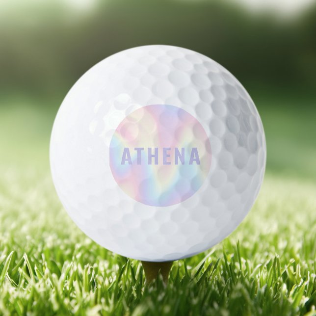 Soft pastel rainbow name trendy modern minimal golf balls (Soft pastel rainbow name trendy modern minimal golf balls)