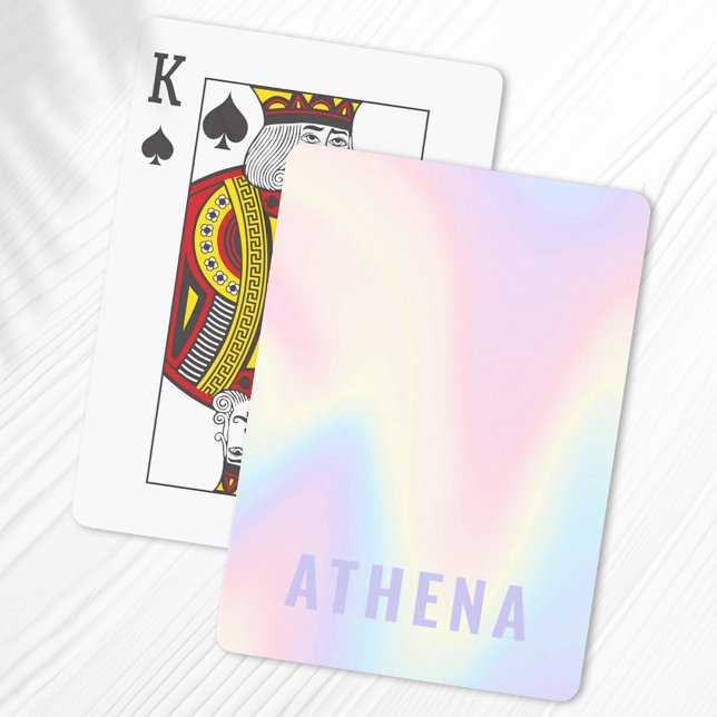 Soft pastel rainbow name trendy modern minimal playing cards (Creator Uploaded)