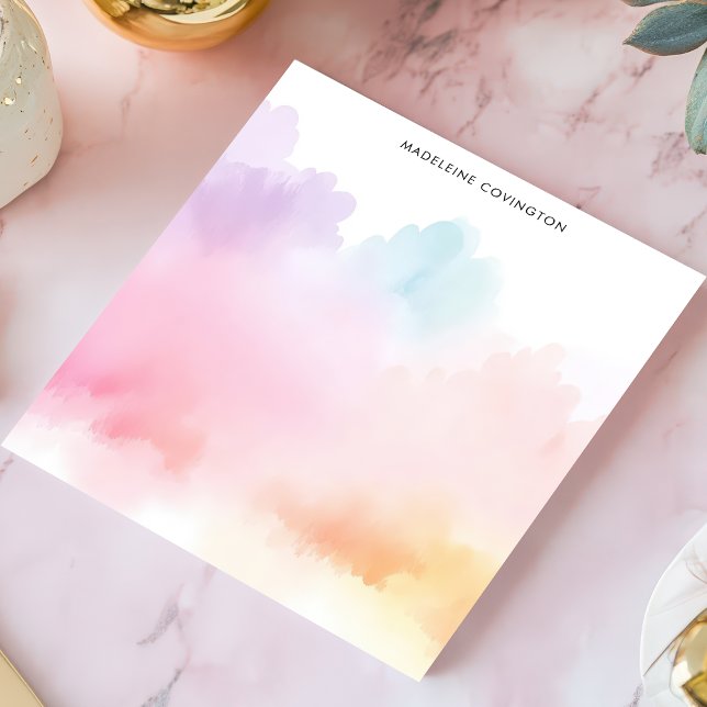 Soft Pastel Rainbow Watercolor Personalised Name Notepad (Creator Uploaded)