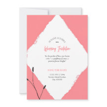 Soft Pastel Red Sketch Diamond Wedding Card