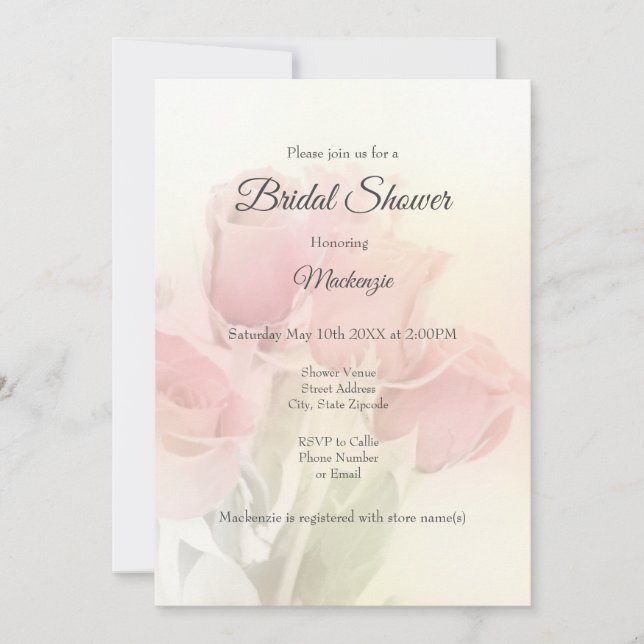 Soft Pastel Roses 2 Invitation (Front)