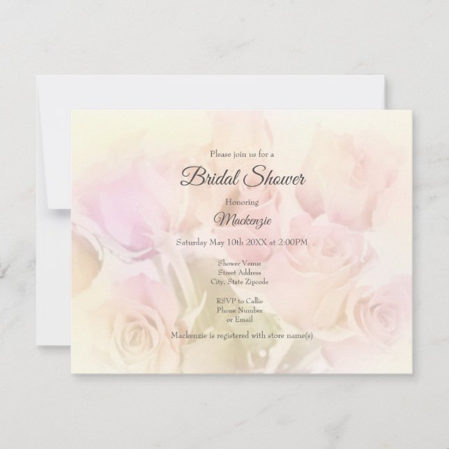 Soft Pastel Roses Invitation (Front)