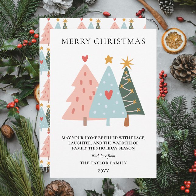 Soft Pastel Scandi-style Christmas Trees Holiday Card (Soft Pastel Scandi-style Christmas Trees Holiday Card)