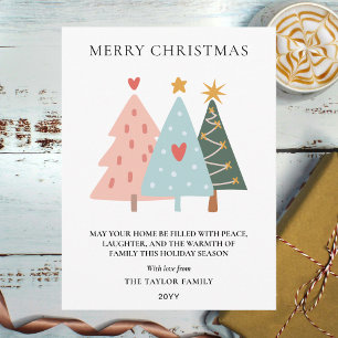 Soft Pastel Scandi-style Christmas Trees Holiday Postcard