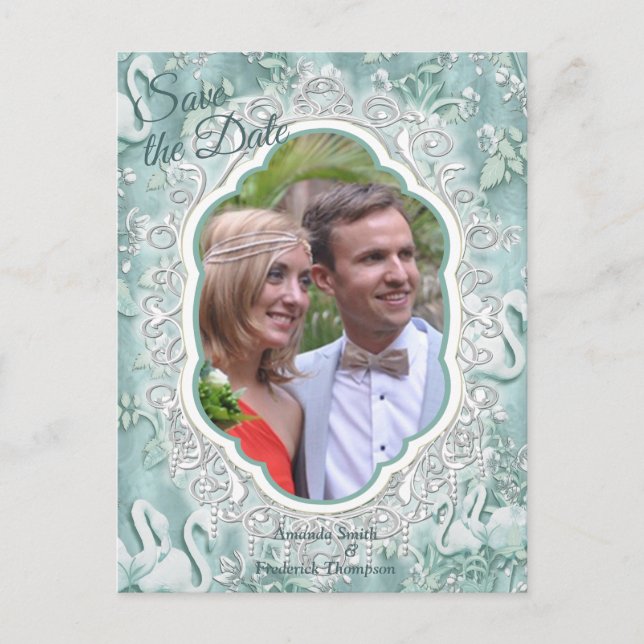 Soft Pastel Shades of Sage Green Announcement Postcard (Front)