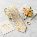Soft Pastel Spring Blossom  Tie<br><div class="desc">Add a touch of timeless charm with this refined cream silk necktie covered in delicate peach, coral, and mint daisy-style flowers inspired by classic Liberty of London prints. Perfect for spring weddings, garden parties, Easter events, or bringing gentle warmth to light grey, beige, or navy suits. The soft pastel palette...</div>