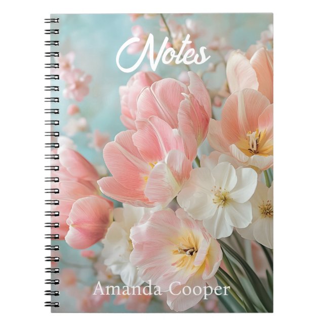 Soft Pastel Spring Flowers Design Delicate Florals Notebook (Front)