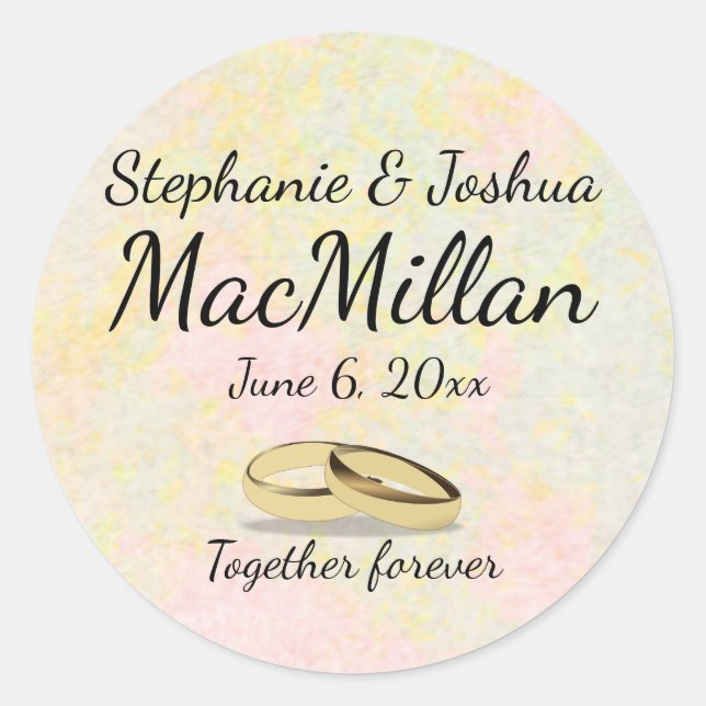 Soft Pastel Spring Wedding Favour Stickers (Front)