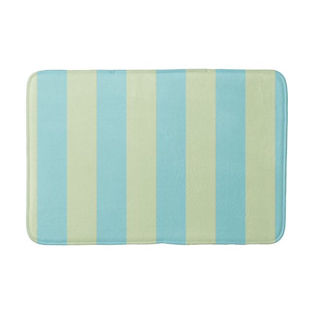 Soft Pastel Striped Pattern – Lime Cream & Limpet  Bath Mat (Front)