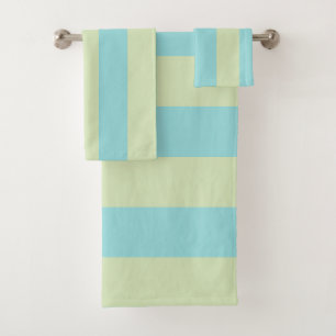 Soft Pastel Striped Pattern – Lime Cream & Limpet  Bath Towel Set