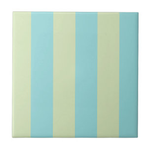 Soft Pastel Striped Pattern – Lime Cream & Limpet  Ceramic Tile
