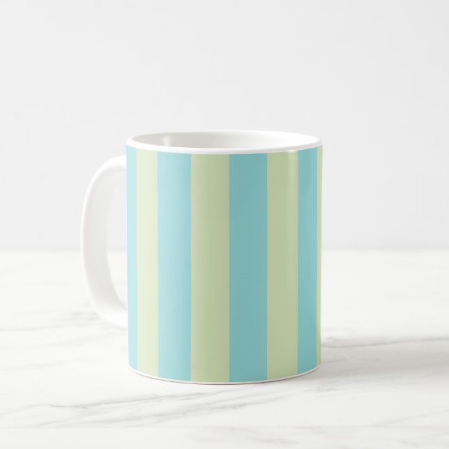 Soft Pastel Striped Pattern – Lime Cream & Limpet  Coffee Mug (Front Left)