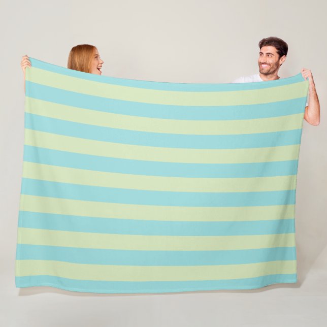 Soft Pastel Striped Pattern – Lime Cream & Limpet  Fleece Blanket (In Situ)