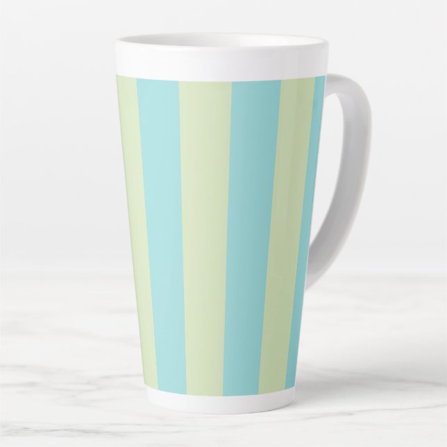 Soft Pastel Striped Pattern – Lime Cream & Limpet  Latte Mug (Right Angle)