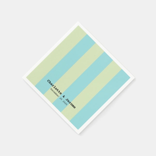 Soft Pastel Striped Pattern – Lime Cream & Limpet  Napkin (Corner)