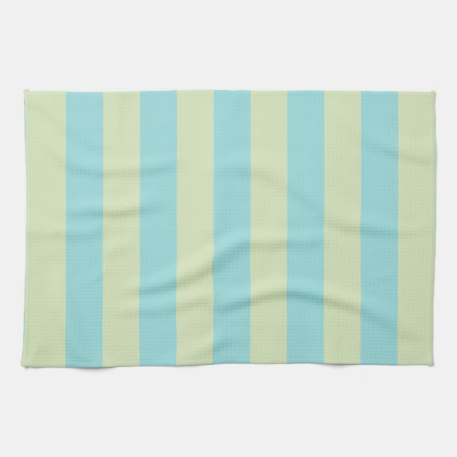 Soft Pastel Striped Pattern – Lime Cream & Limpet  Tea Towel (Horizontal)