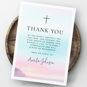 Soft pastel sunrise funeral sympathy thank you card
