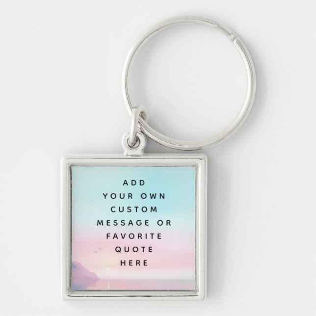 Soft pastel sunrise with birds custom message key ring (Front)