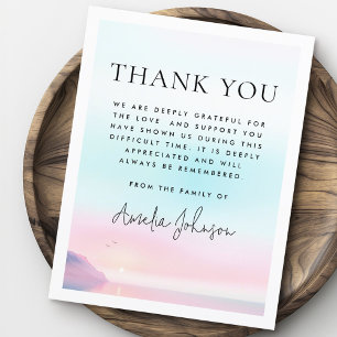 Soft pastel sunrise with birds funeral sympathy thank you card