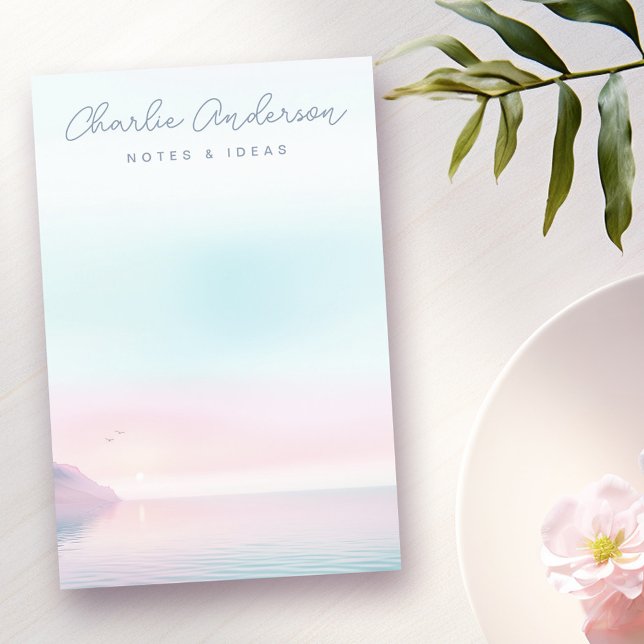 Soft pastel sunrise with birds script name post-it notes (Soft pastel sunrise with birds script name post-it notes)