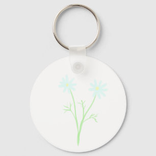 Soft Pastel Twin Daisy Flower Botanical Gift Key Ring