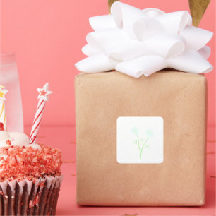 Soft Pastel Twin Daisy Flower Botanical Gift Square Sticker