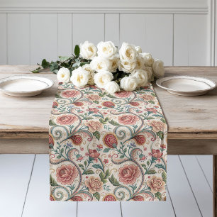 Soft Pastel Victorian Floral Dining Table Runner