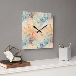 Soft Pastel Watercolor Abstract Square Wall Clock