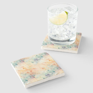 Soft Pastel Watercolor Abstract Stone Coaster
