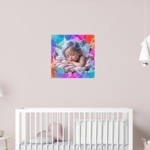 Soft Pastel Watercolor Baby Sleeping Photo Poster