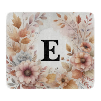 Soft Pastel Watercolor Fall Leaves Floral Frame Cutting Board