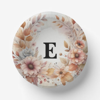 Soft Pastel Watercolor Fall Leaves Floral Frame Paper Plate
