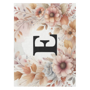 Soft Pastel Watercolor Fall Leaves Floral Frame Tablecloth