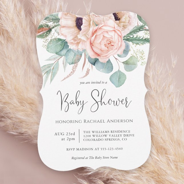 Soft Pastel Watercolor Floral Girl Baby Shower Invitation (Creator Uploaded)