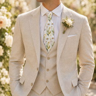 Soft Pastel Watercolor Floral Tie