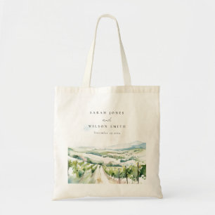 Soft Pastel Watercolor Vineyard Landscape Wedding Tote Bag