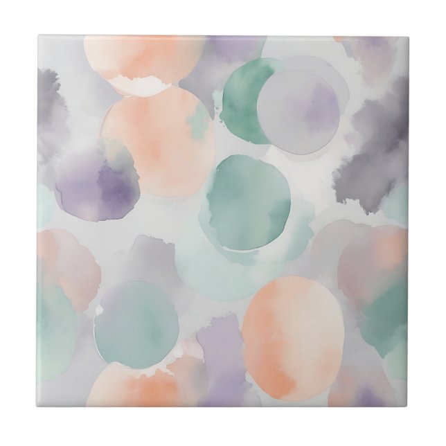 Soft Pastel Watercolor Washes Ceramic Tile (Front)